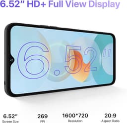 Mobiele telefoon Android 13, 64 GB, 6,52 inch HD+, Dual SIM, 4G, 5000 mAh met Face ID en GPS — thumbnail 5