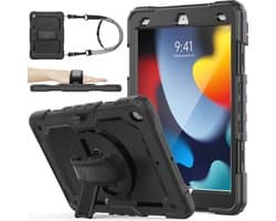 Schokbestendige iPad 10.2 Inch Hoes met Schermbeschermer - 360 Rotating Stand en Handriem