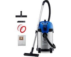 MELVRA Nat- en Droogzuiger - Alleszuiger - 1400W - 30L - Met Stopcontact - Bouwstofzuiger voor Werkplaats, Huis, Tuin en Auto - Industriële Stofzuiger