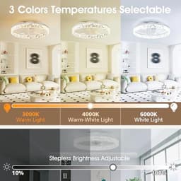 Dimbare LED Plafondventilator met Afstandsbediening en Lampen - Laag Profiel, Traploos Kleur Temperatuur en 6 Snelheden — thumbnail 5
