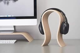Houten hoofdtelefoonhouder voor bureau | Minimalistisch design in eikenhout — thumbnail 3