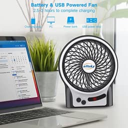 Draagbare Mini Bureauventilator met 3 Snelheden en Oplaadbare Batterij — thumbnail 2