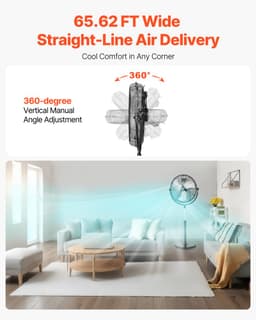 VEVOR Staande Ventilator 560mm Ventilator 3 Snelheden 115-147cm Hoogte Verstelbaar — thumbnail 5