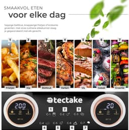tectake® Dubbele Airfryer Samurai - Airfryer XXL - 8L inhoud - 2400W - 7 bakprogramma's - 2 Lades - Dubbele mand - Dual zone technologie - Heteluchtfriteuse — thumbnail 8