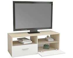 Moderne Houten TV Lowboard in Wit/Natuur met Opbergruimte - 95x36x35cm
