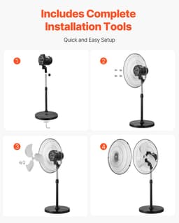 VEVOR 570mm Staande Ventilator 3 Snelheid 110,5-138cm Hoogte Verstelbaar — thumbnail 4