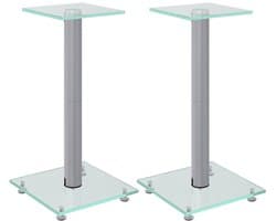 vidaXL - Luidsprekerstandaards - 2 - st - 1 - pijler - gehard - glas - zilverkleurig