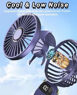 Draagbare Handventilator met LED-Display - 3-in-1 Persoonlijke Ventilator met 90° Opvouwbaar Ontwerp en 5 Snelheden — thumbnail 4