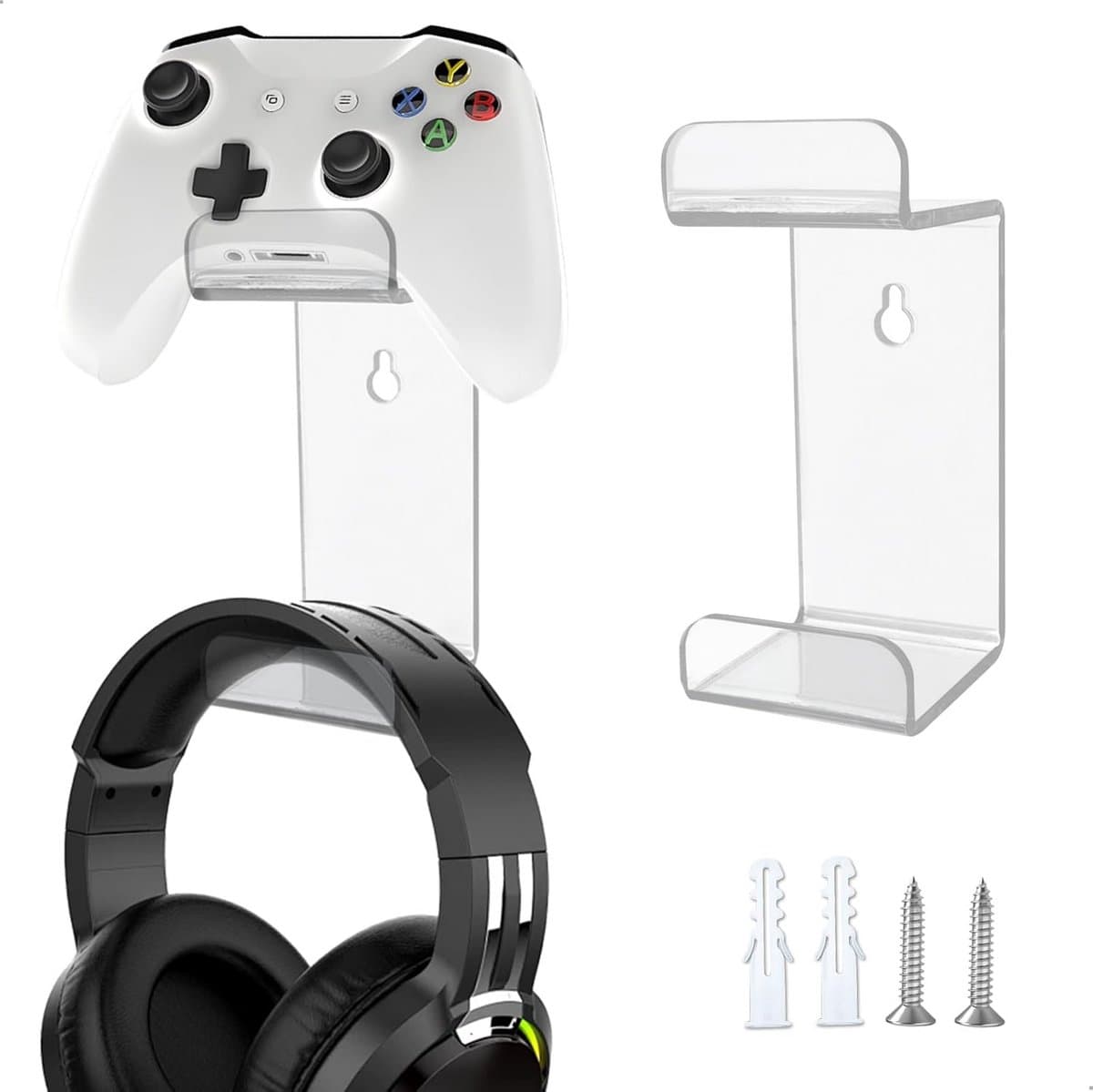 2x Transparante Headset Houder voor Tafel of Muur - Universele Koptelefoon Standaard — afbeelding 1