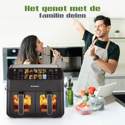 Digitale Airfryer XXL 10L Sinaopus 901 – Heteluchtfriteuse met Dubbele Mand en DualMand Onafhankelijke Snelle Opwarming – Voor Gezinnen – 10 Programma’s – Kijkvenster – Makkelijk te Reinigen – Capaciteit voor 5 Personen — thumbnail 5