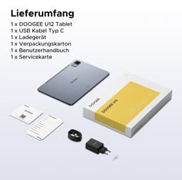 DOOGEE U12 - Tablet - Tablets - 24GB RAM+128GB ROM (2 TB/TF) - 12 inch+90Hz - 9000mAh/18W - Gemini AI - UNISOC T7255 - 13 MP+8 MP - 7,8 mm ultradun - WiFi 5 - Widevine L1 - GPS - Face ID - OTG - FM - Grijs — thumbnail 5