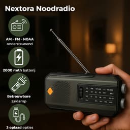 Nextora Noodradio - Noodradio Solar Opwindbaar - Powerbank Zonneenergie - Noodradio Opwindbaar en Batterij - Groen — thumbnail 2