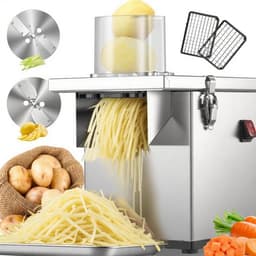 Elektrische groentesnijmachine 3-in-1, 200 W, roestvrijstaal voor dobbelstenen, raspen en snijden, 300 kg/uur, commercieel en privégebruik — thumbnail 1