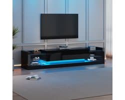 STILVORA TV Meubel - Vorm 181x38x38 cm - TV Kast Met LED-Verlichting En Glasfront - Voor Grote Televisies - Hoogglans Hout - Wit