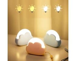 3-delige slaapkamerwolknachtlamp, schattige kinderbedlamp, USB-oplaadbare laptoplamp, gele en witte verlichting, kawaii slaapkamerinrichting