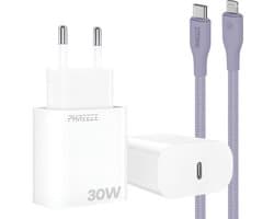30w snellader met kabel geschikt voor iPhone en iPad met Lightning poort - Usb C adapter set
