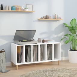 Platenspeler Meubel - LP-kast - Platenspelerkast - Draaitafelstandaard - Platenspelerstandaard - Vintage Displayplank - Wit — thumbnail 2