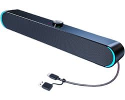 longziming -Usb Aangedreven Pc-Luidspreker - Stereo Audio - Hoge Kwaliteit Geluid Verlichting - 1 - Voor Muziek En Gaming - Zwart