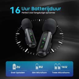 TRANSNECT - Draadloze Microfoon - 2 stuks - Microfoon Draadloos - Dasspeld Microfoon Draadloos - Microfoon Bluetooth - Lavalier Microfoon - USB-C & 8-pins ontvanger - Geschikt Voor Alle Telefoons — thumbnail 2
