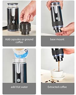 Draagbare koffiezetapparaatcapsules Machi Machine Automatische originele poedercontainer voor klassieke draagbare koffiezetapparaat voor op reis Koffiemachine Handmatige espressomachines — thumbnail 4