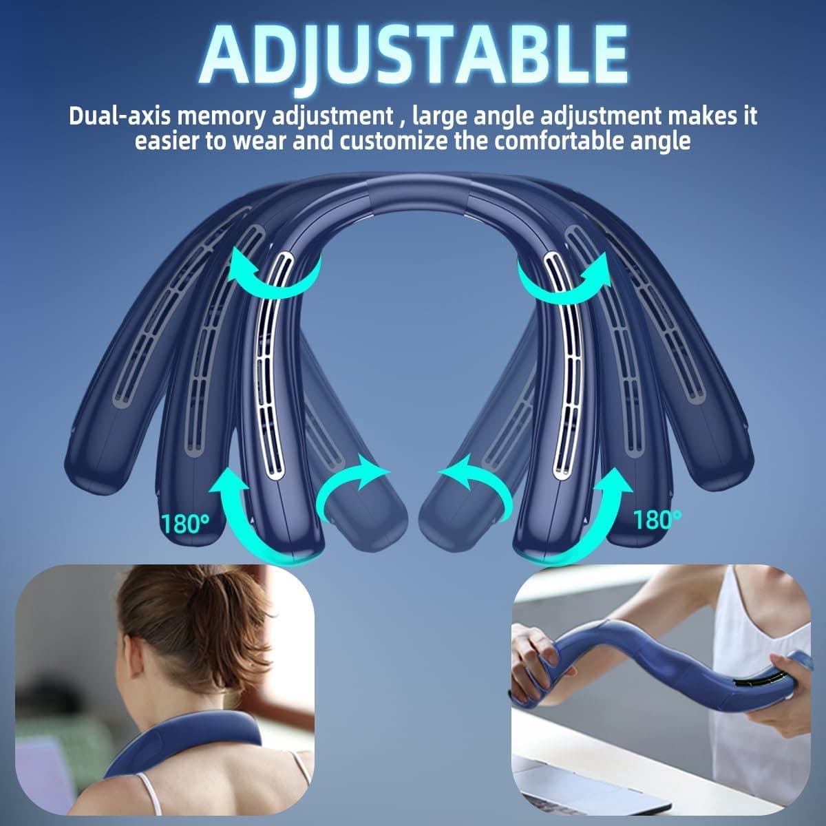Draagbare Nekventilator USB Oplaadbaar met 5 Snelheden - Persoonlijke Airconditioner voor Onderweg — afbeelding 1