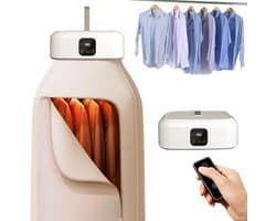 Wasdroger - Droger - Draagbare elektrische droger - Opvouwbare droger - UV-sterilisator - 360° hetelucht - Mini-droger - Verstelbaar - Ideaal voor thuis, op reis, in de camper en in compacte wasruimtes - Wit