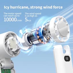 Krachtige Oplaadbare Handventilator USB met 100 Snelheden en Koelfunctie - Draagbaar & Opvouwbaar — thumbnail 2
