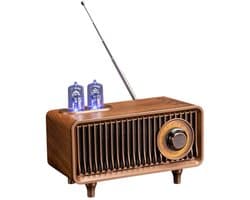 Retro Bluetooth Speaker met FM Radio & RGB Licht – 5W Stereo – Bluetooth 5.4 – TWS Pairing – Retro Tube Design