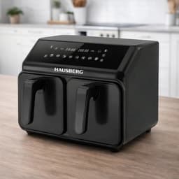 Hausberg HB-2375 Airfryer Met Dubbele Mand 8,4 L | 2200–2400 W | Grote Heteluchtfriteuse Met Twee Bakcompartimenten – Gezond Frituren Zonder Olie — thumbnail 2