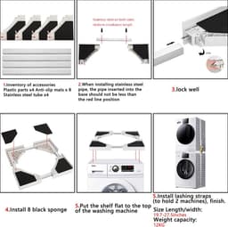 Universele Stapelset Wasmachine en Droger: Verstelbaar Frame met Anti-Vibratie Pads — thumbnail 4