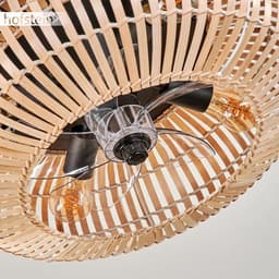 Plafondventilator met Verlichting Zwart Bamboe 50cm - Inclusief Afstandsbediening — thumbnail 1
