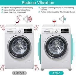 Wasmachine Voetkussens - Trillingsdempers - Anti-vibratie - Verstelbaar - Rubberen Voetkussen - Anti-loop - Voor Wasmachine en Droger - Geschikt voor Alle Modellen - Zwart - Set van 4 stuks — thumbnail 5