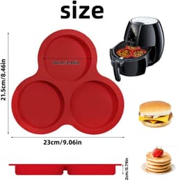 Set van 3 stuks - Airfryer-eivorm - Antiaanbak siliconen mini-cakevorm - Ronde muffinvorm van 10 cm - Herbruikbare cakevorm - Gemakkelijk schoon te maken pan - Perfect voor ontbijtsandwiches, eierpannenkoeken en crêpes — thumbnail 2