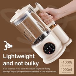 SnelShoppen - Automatische Notenmelk Machine 1500 ml, Geluidsarme Sojamelk Maker met 12 Bladen, Smoothie en Sapmachine, Voor Keuken, Met Schoonmaak- e — thumbnail 3