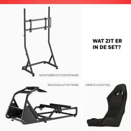 REBBLERS® SIMR 1000M Sim Racing Cockpit + TV Standaard - Verstelbare Racestoel van Formula naar GT/Rally - Race Simulator - Zwart — thumbnail 4