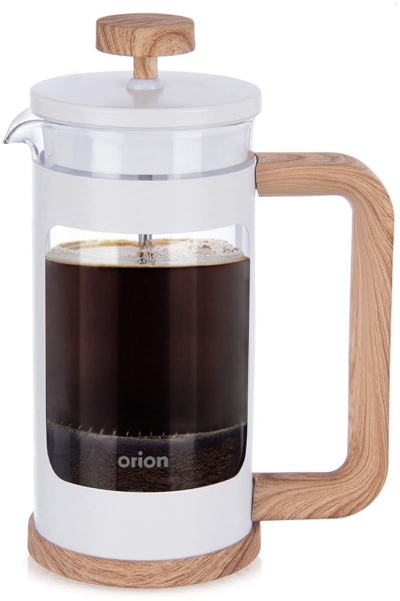 Orion Whiteline - Glazen Cafetière - 400ml - Ergonomische Handgreep - Roestvrij Staal Filter — afbeelding 1