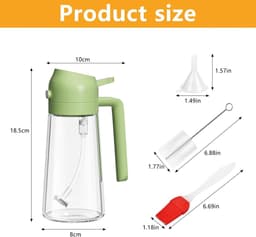 Oil Spray Bottle, 2 in 1 Spray Container, 16oz/470ml Oil Sprayer, Vinegar Spray Bottle for Air Fryer Cooking Barbecue Kitchen Salad Baking (Green) — thumbnail 7