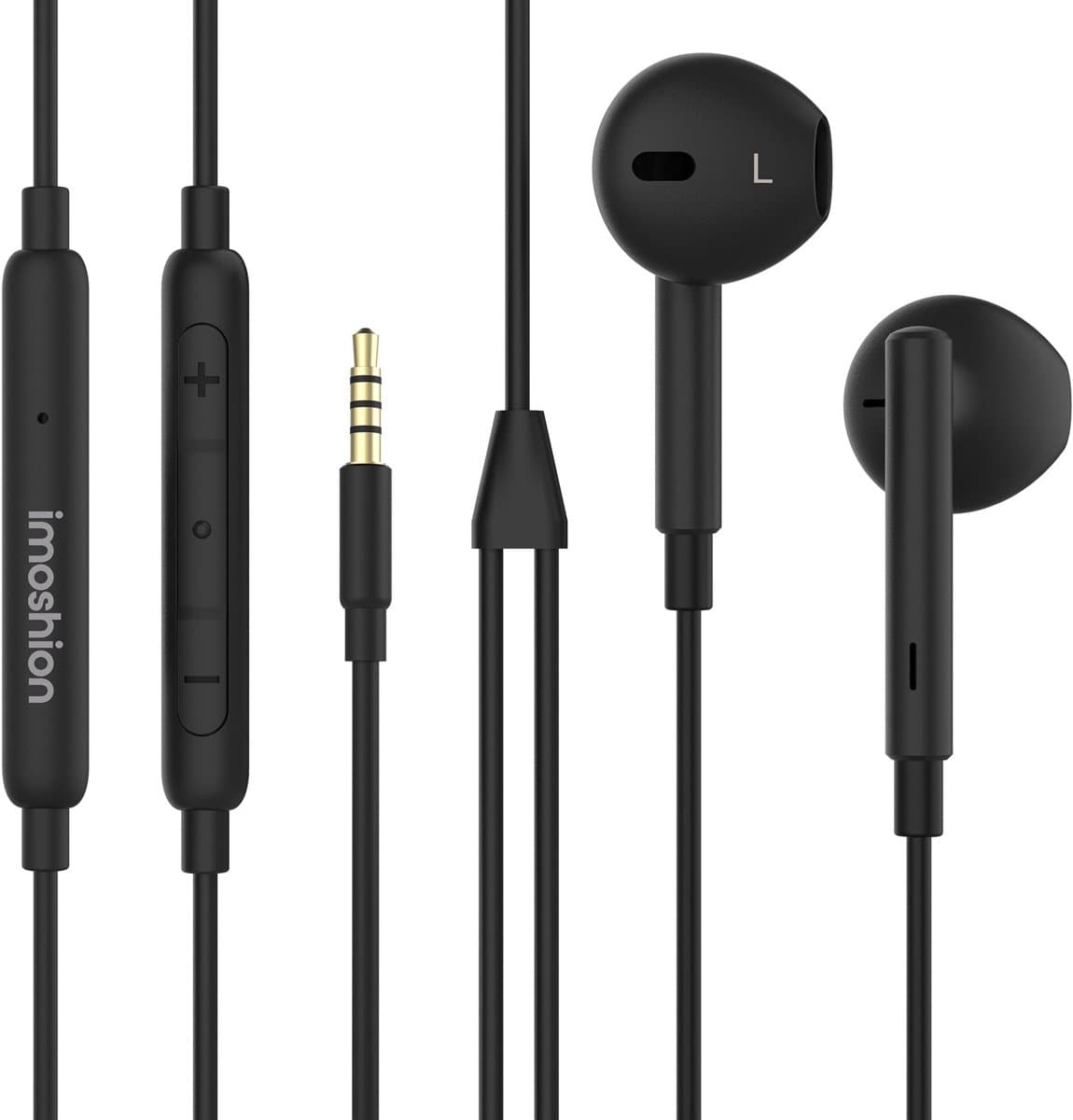 imoshion Bedrade Oordopjes met AUX / 3,5 mm Jack Aansluiting - Oortjes met Draad - Zwart — afbeelding 1