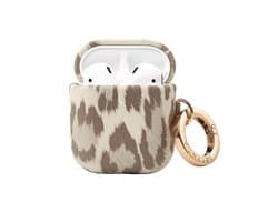 Selencia Sabi Case met panterprint - Hoesje geschikt voor AirPods 1 / 2 - Soft Ivory