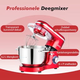Keukenmachine met 6,2 L Capaciteit en 1400W Vermogen – Staande Mixer met Planetaire Mengtechniek — thumbnail 2