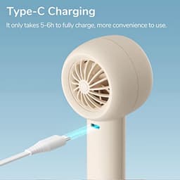 Mini draagbare ventilator zonder bladen - krachtige en veilige handventilator met 5 snelheden, USB-oplaadbaar, 16 uur koeltijd, ideaal voor reizen en cadeaus — thumbnail 2