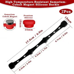 Air Fryer Liner Magneten - 2 stuks - Hittebestendige Silicone - magneetstrip - hittebestendige siliconen gespen - Voor Bakkerijen Cafe Restaurant - zwart — thumbnail 5