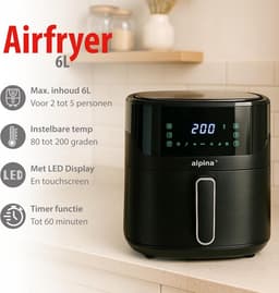 Digitale Heteluchtfriteuse XL 6L - Gezond Frituren Zonder Olie - Voor 4-6 Personen — thumbnail 5