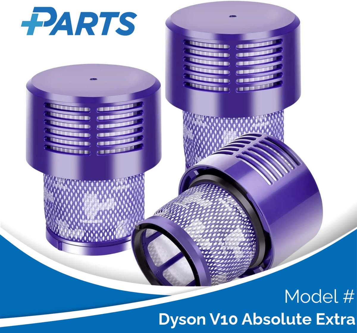Dyson V10 Absolute Extra Filters (3 Stuks, Plus.Parts® alternatief voor 969082-01) — afbeelding 1