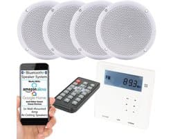 Draadloze Wandversterker met 4 Vochtbestendige Plafond Luidsprekers – Compact Home Audio Systeem