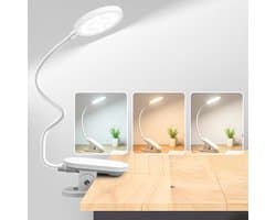 Flexibele Leeslamp met Klem - 360° Dimbare Bedlamp met USB Oplaadbare Batterij en Oogbescherming
