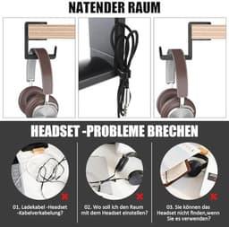 Hoofdtelefoonstandaard - 360° Draaibaar en Hoogte Verstelbaar - Universeel Compatibele Gaming Koptelefoonhouder met Kabelclip voor Bureau — thumbnail 4