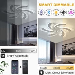 Moderne 50W Dimbare Plafondventilator met Verlichting voor Woonkamer en Slaapkamer — thumbnail 5
