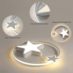 Dimbare Led-plafondlamp voor Kinderkamer met Afstandsbediening en Sterren Motief - 40 cm — thumbnail 3