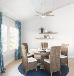 Binnenventilator met verlichting en trekschakelaar - 117 cm, 5 omkeerbare vleugels, zomer/winter gebruik, fris wit/grenen — thumbnail 4